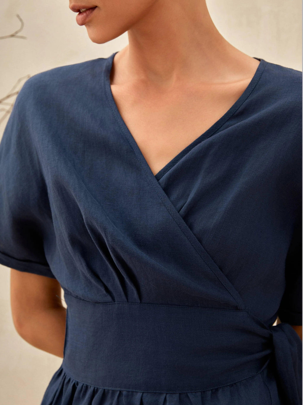LINTICO 100% Linen Kimono Dress CELESTE — detail shot 8