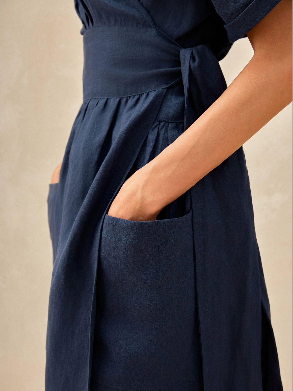 LINTICO 100% Linen Kimono Dress CELESTE — detail shot 7