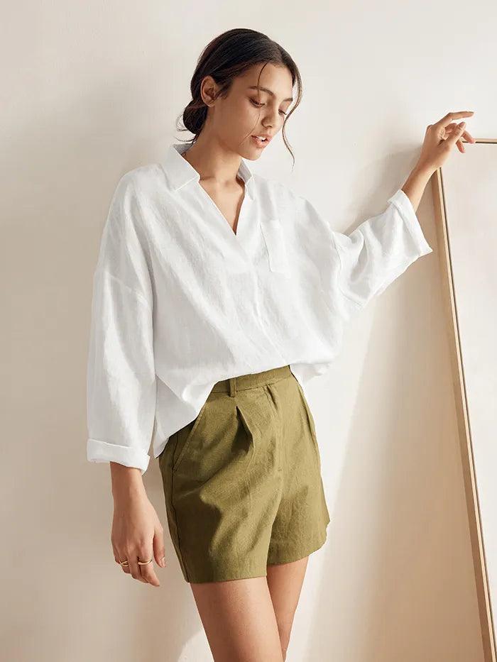 LINTICO Linen Oversized Fit Pocket Shirt ELOWEN — detail shot 7
