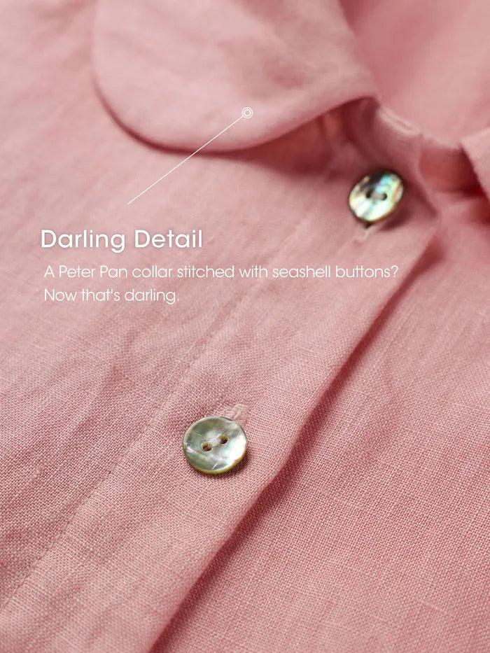 LINTICO 100% Linen Peter Pan Collar 3/4 Sleeve Shirt ASTRID — main product shot
