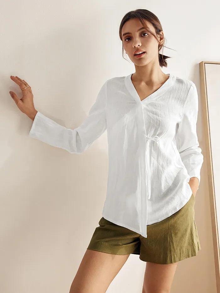 LINTICO LINTICO 100% Linen Tie Cardigan Top DAKOTA — tops-shirts-linen category context