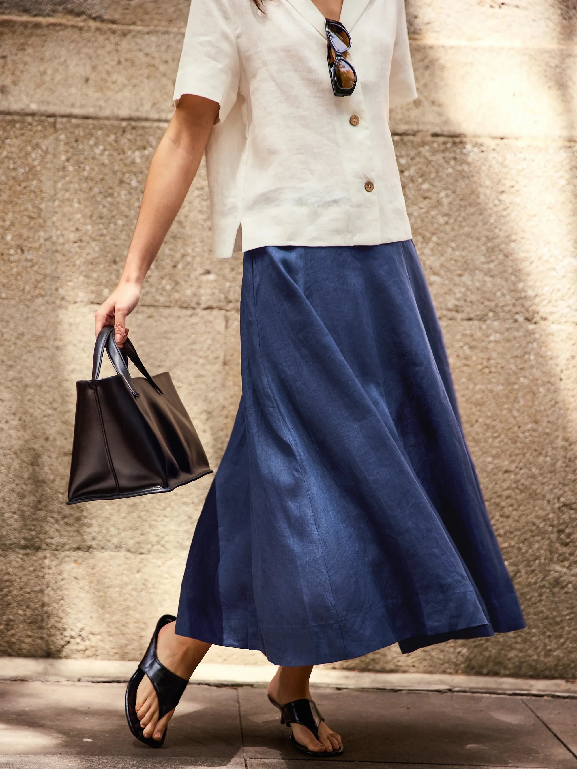 LINTICO 100% Linen A-Line Skirt JEMMA — construction detail