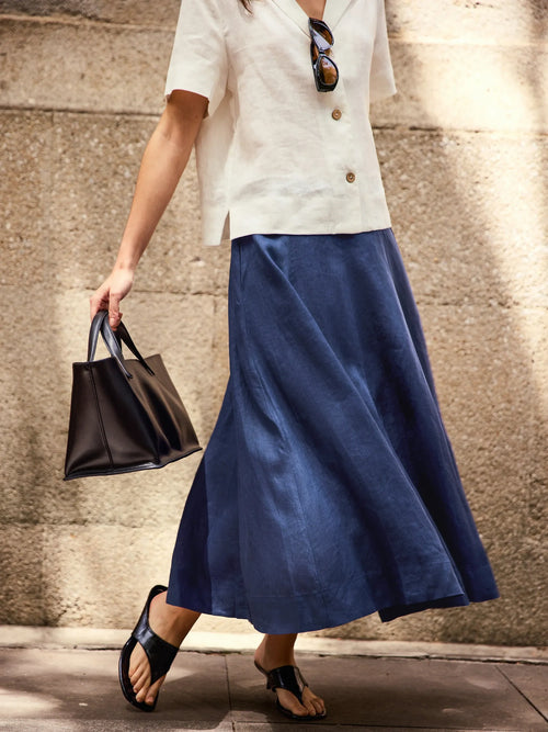 LINTICO 100% Linen A-Line Skirt JEMMA — construction detail
