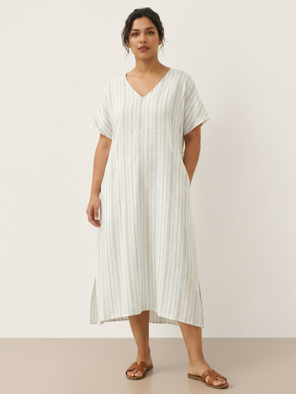 LINTICO LINTICO 100% Linen Back-Tied Waist Maxi Dress HANA — main product shot