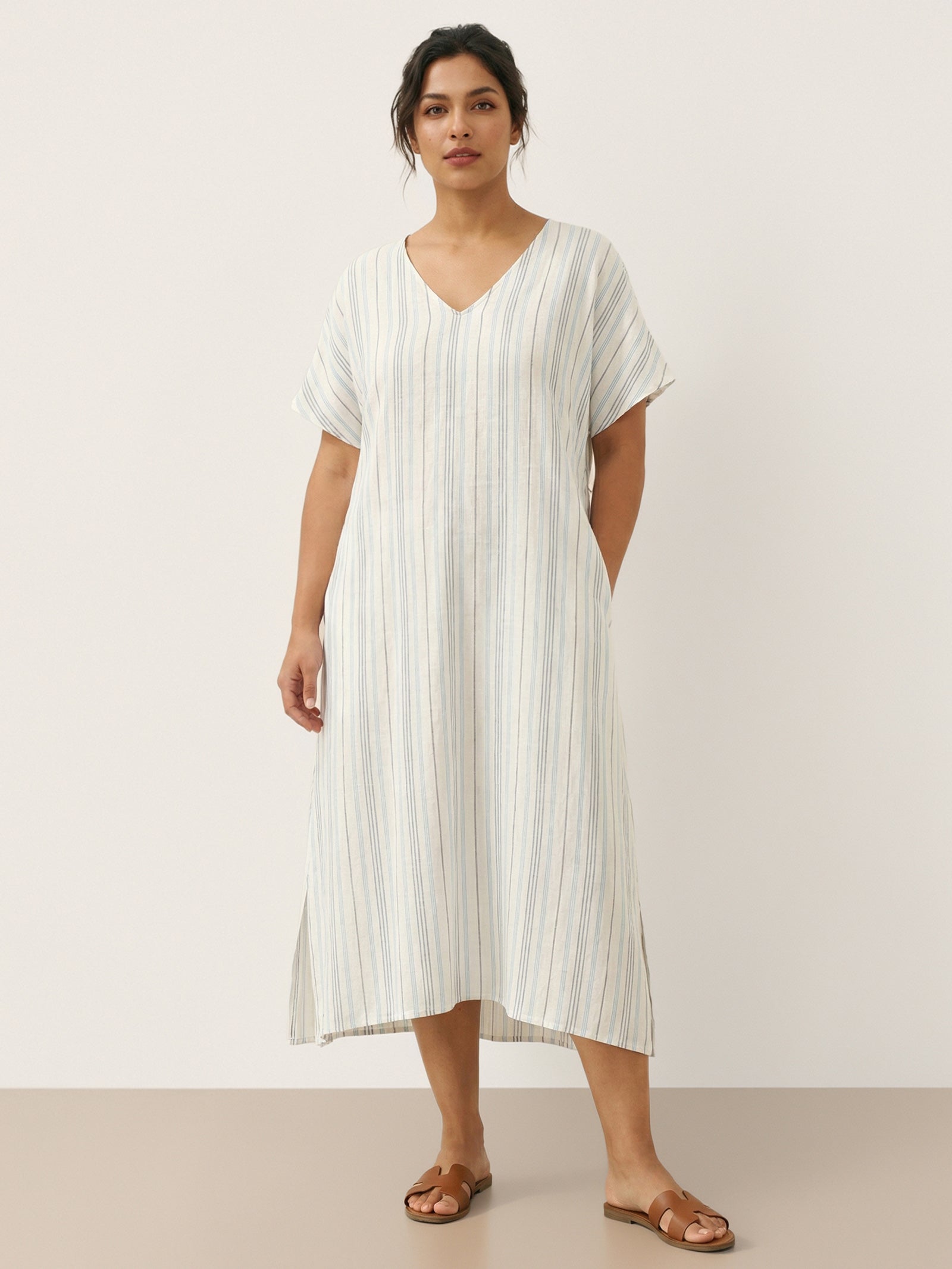 LINTICO LINTICO 100% Linen Back-Tied Waist Maxi Dress HANA — main product shot