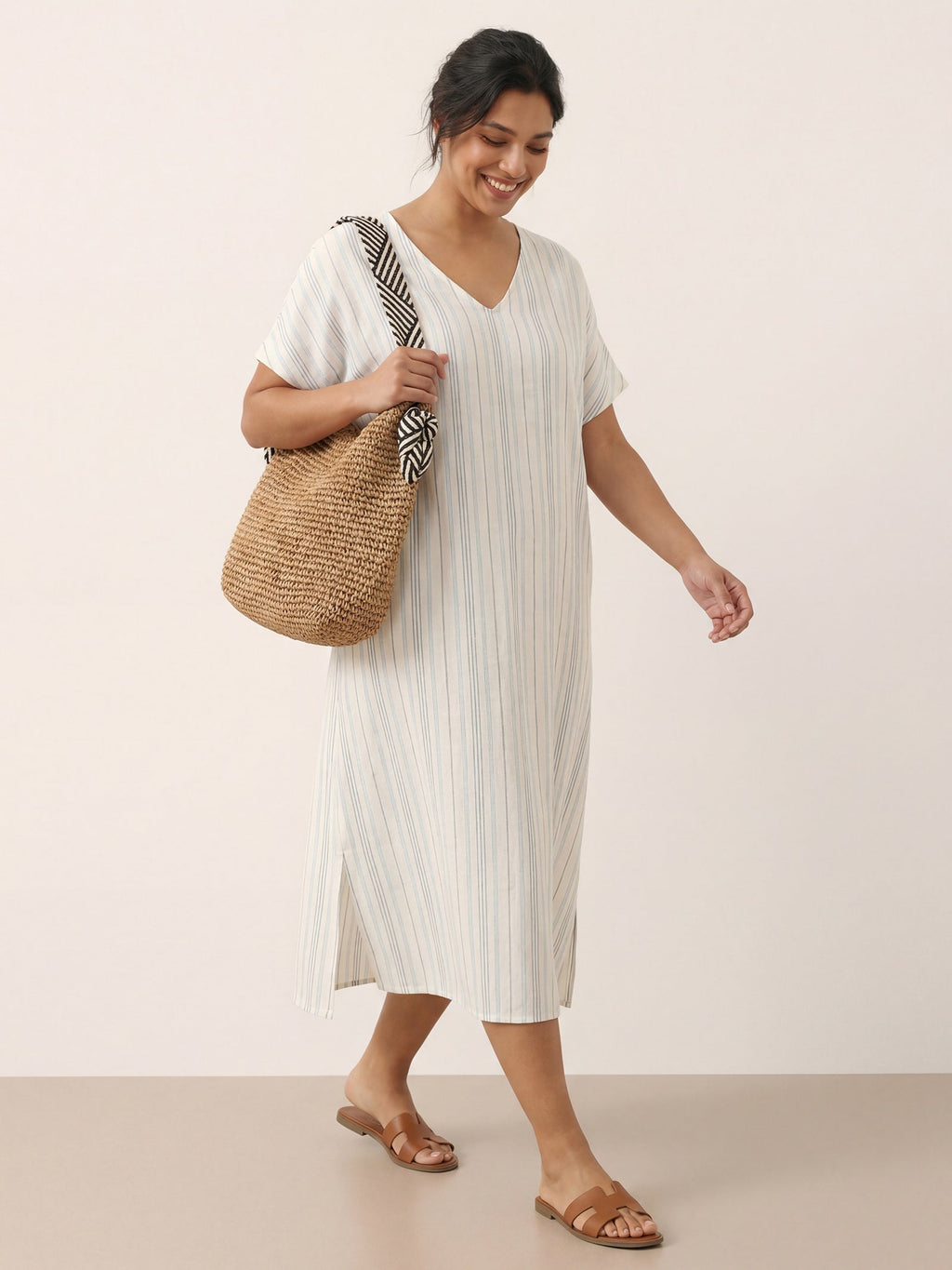 LINTICO LINTICO 100% Linen Back-Tied Waist Maxi Dress HANA — detail shot 9