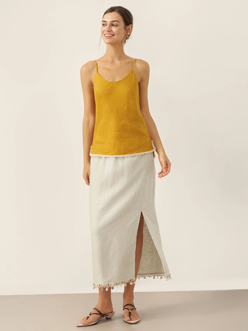 LINTICO LINTICO 100% Linen Beaded Hem Camisole Bree — detail shot 8