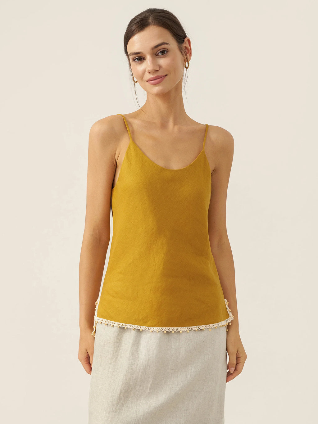 LINTICO LINTICO 100% Linen Beaded Hem Camisole Bree — main product shot