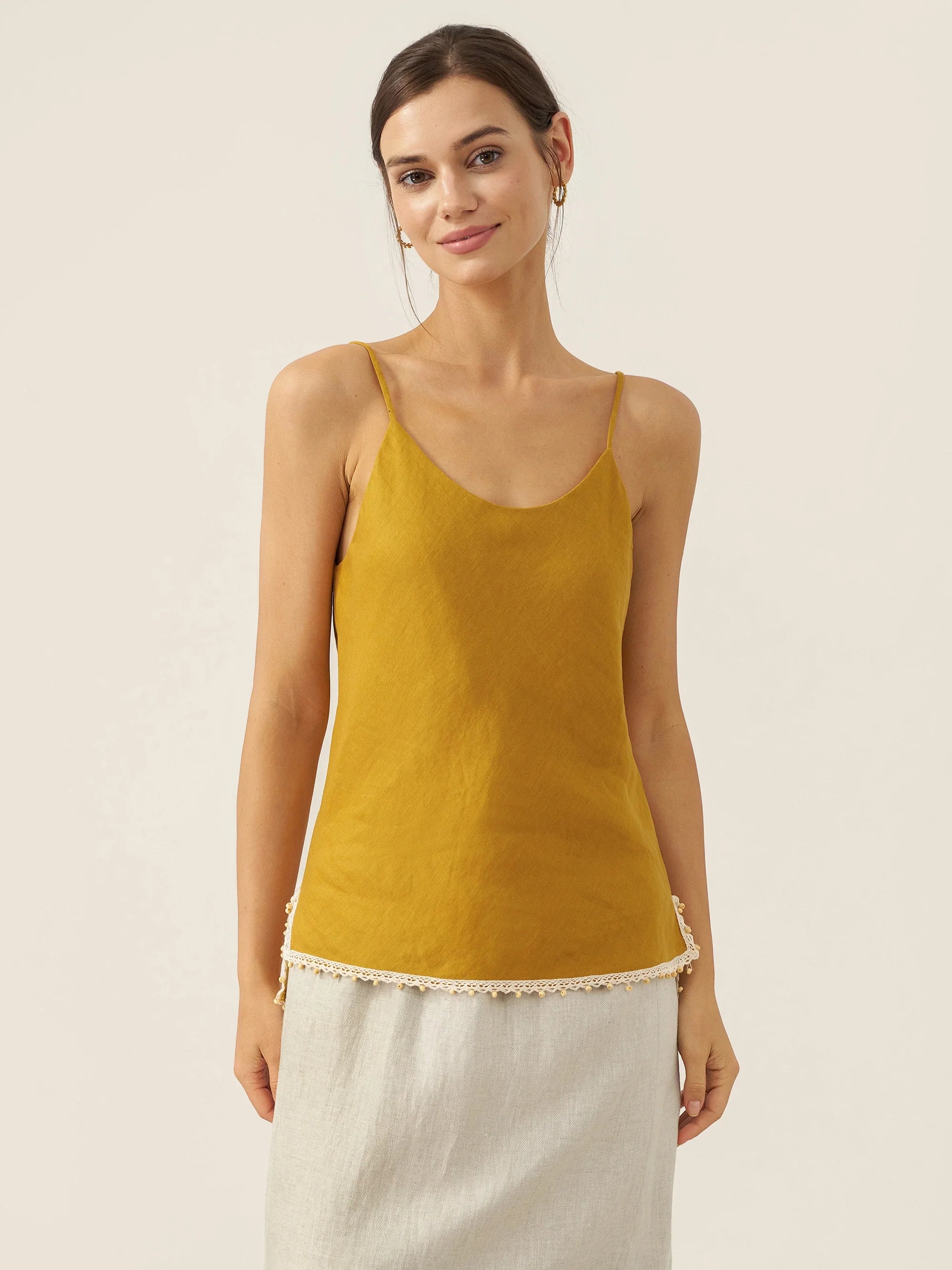 LINTICO LINTICO 100% Linen Beaded Hem Camisole Bree — main product shot