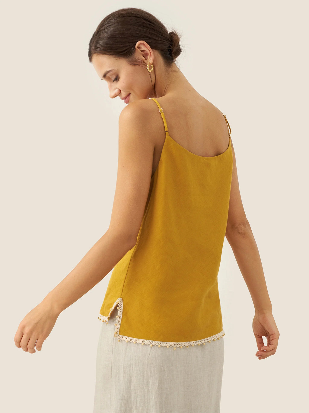 LINTICO LINTICO 100% Linen Beaded Hem Camisole Bree — detail shot 6