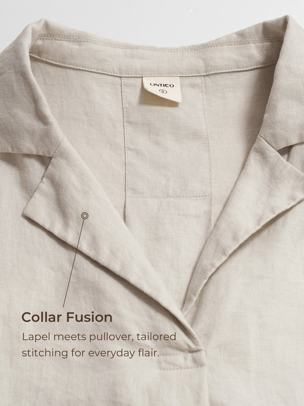 LINTICO 100% Linen Blazer-Inspired Pullover Top DINA — detail shot 8
