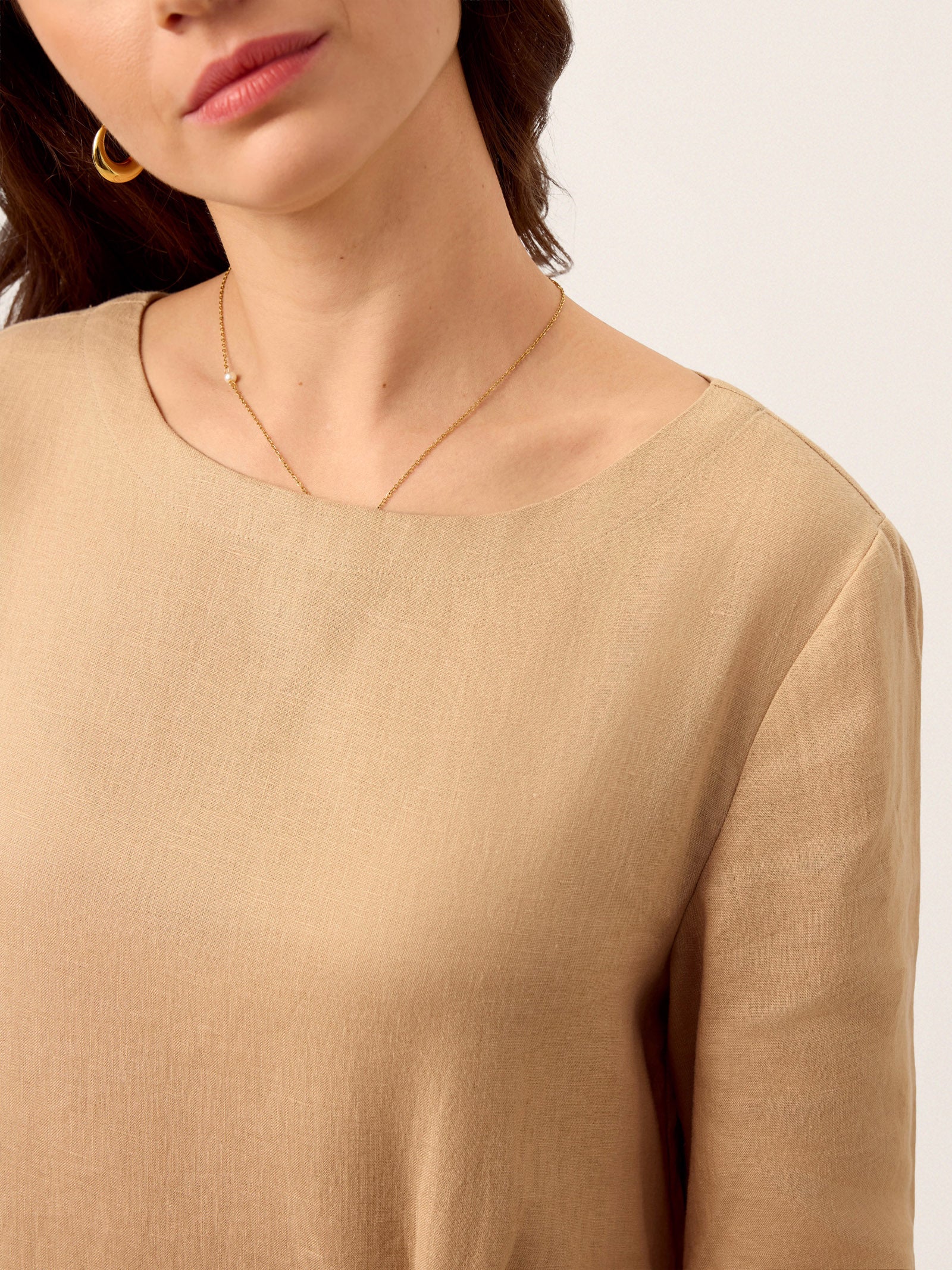 LINTICO 100% Linen Side-Gathered Bow Maxi Dress ESMERALDA — detail shot 7