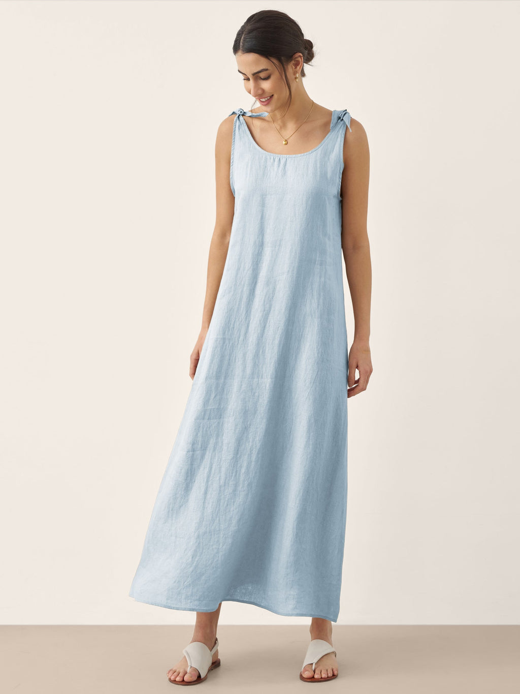 LINTICO 100% Linen Camisole Dress QEARL — product on model