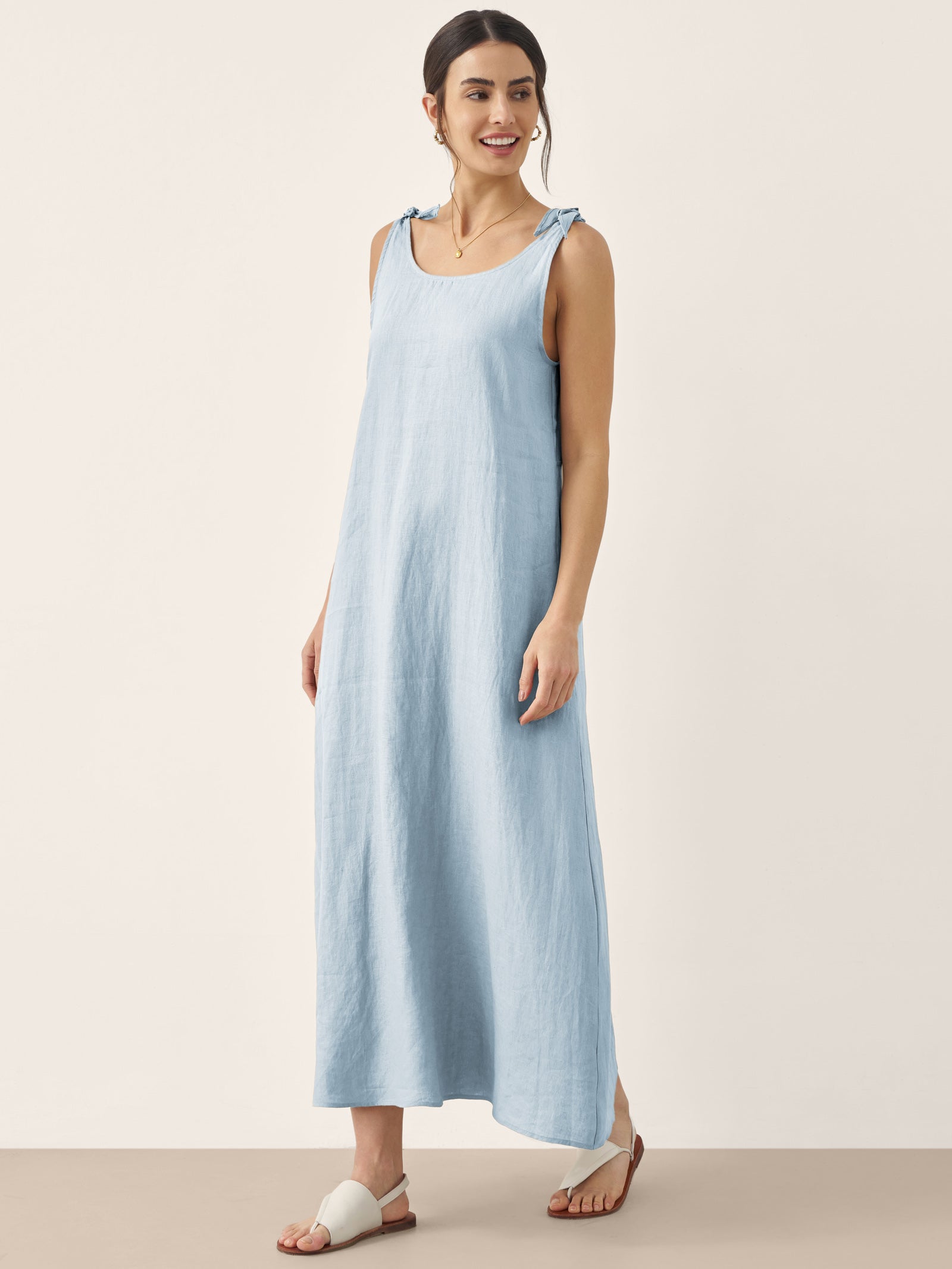 LINTICO 100% Linen Camisole Dress QEARL — feature highlight