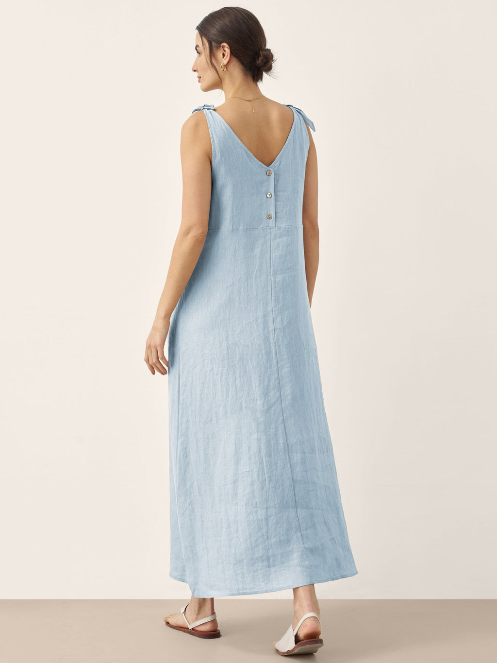 LINTICO 100% Linen Camisole Dress QEARL — detail shot 10
