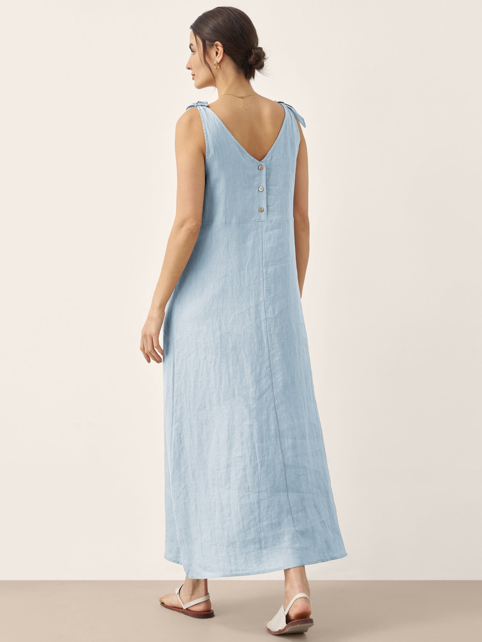 LINTICO 100% Linen Camisole Dress QEARL — detail shot 10
