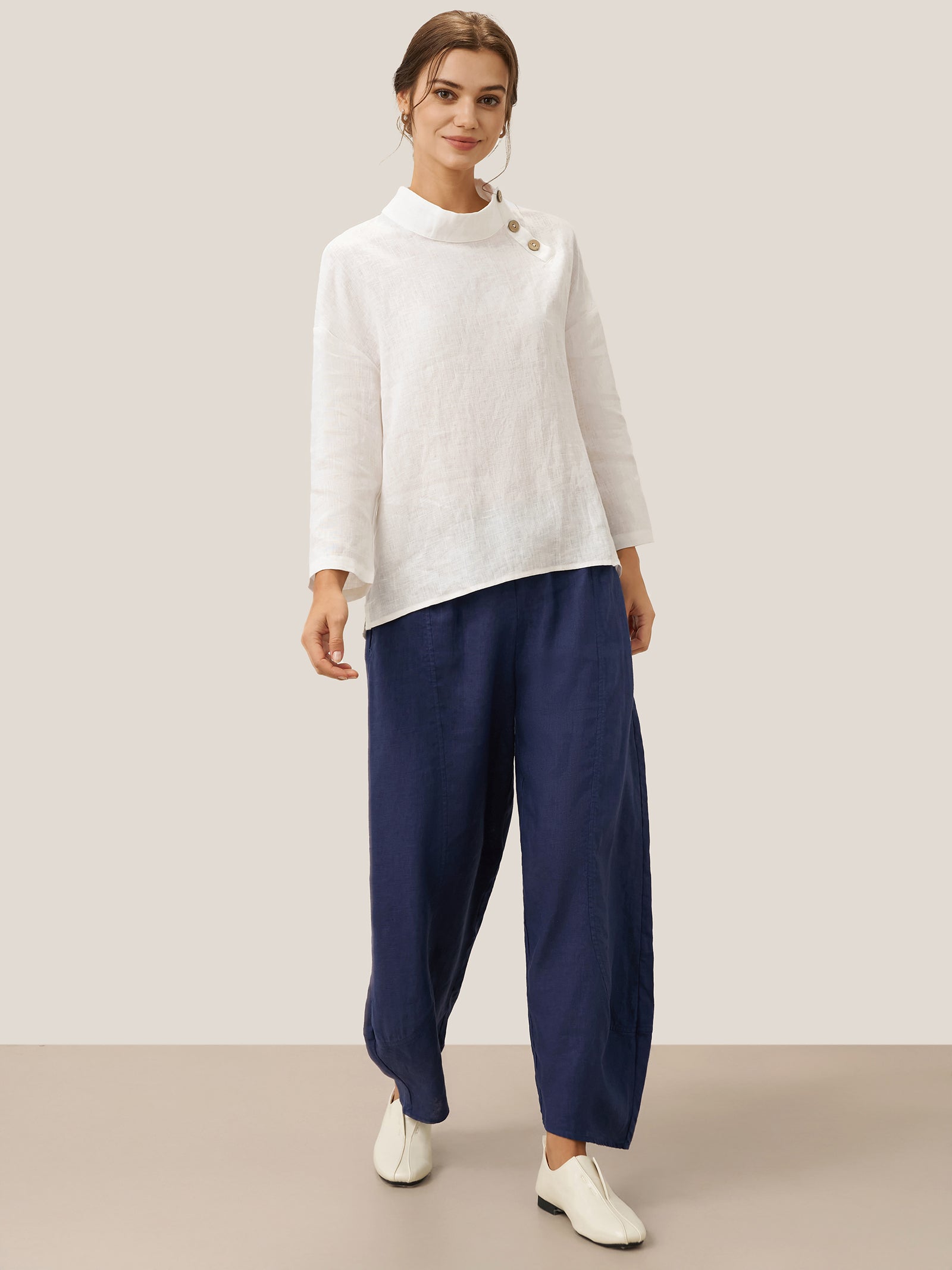 LINTICO 100% Linen Classic Ankle Pants ZOE — detail shot 9