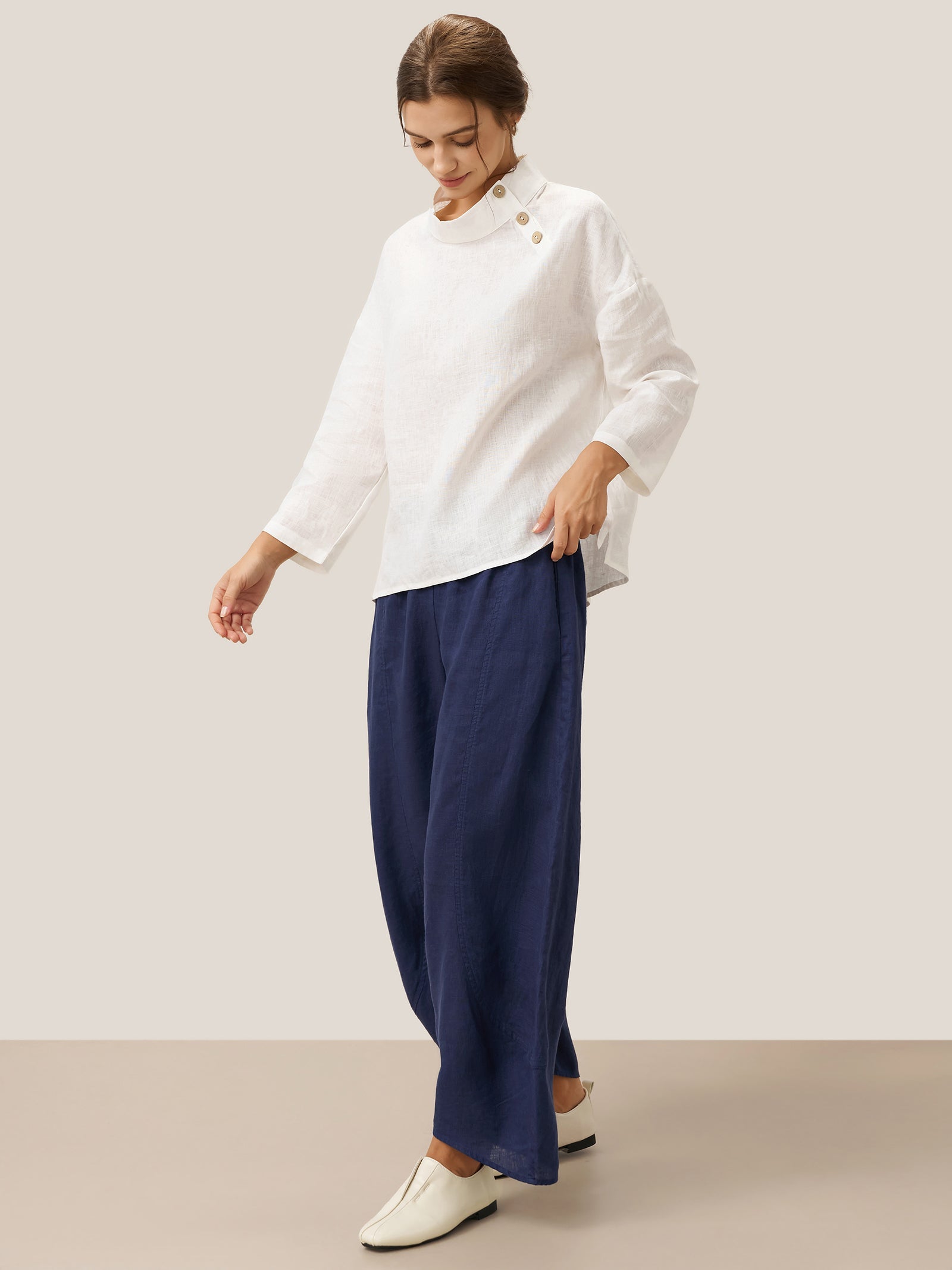 LINTICO 100% Linen Classic Ankle Pants ZOE — detail shot 10