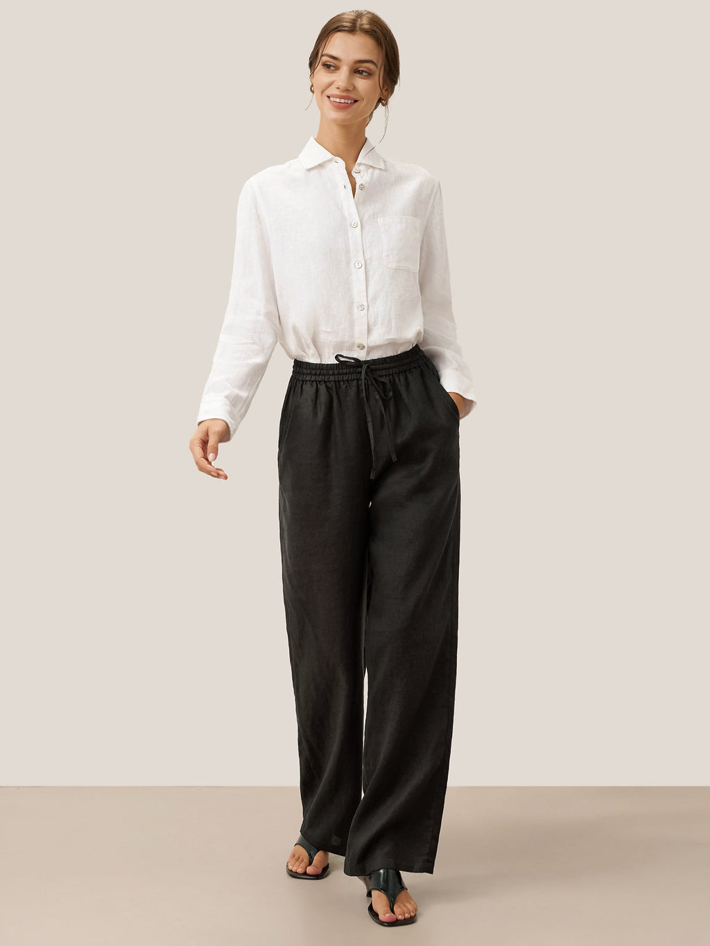 LINTICO 100% Linen Classic Pants LYON — in-use photo
