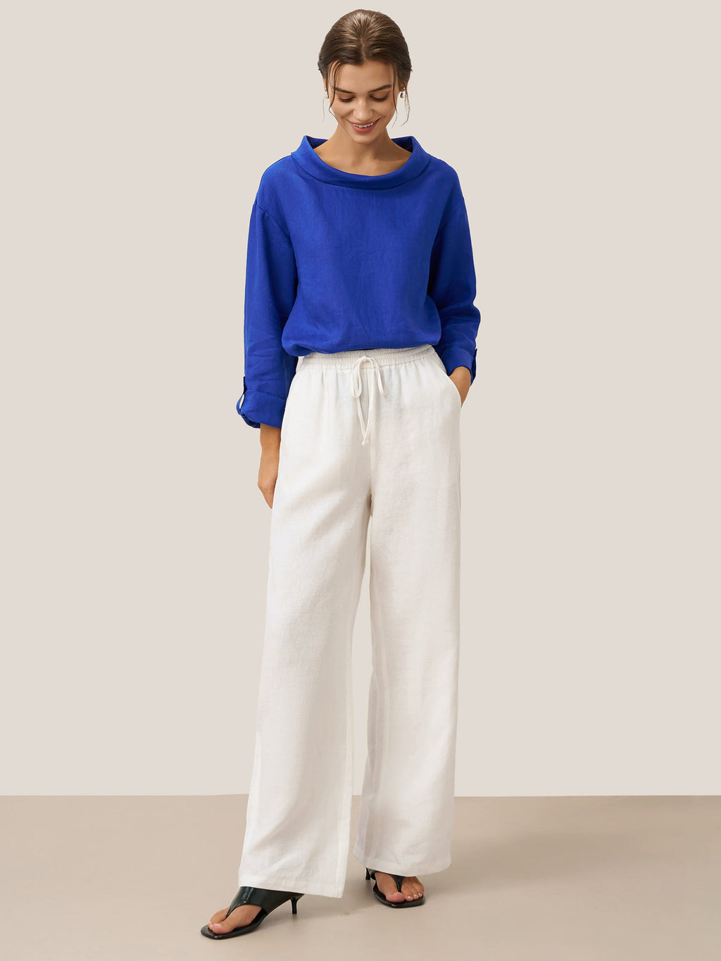LINTICO 100% Linen Classic Pants LYON — side view