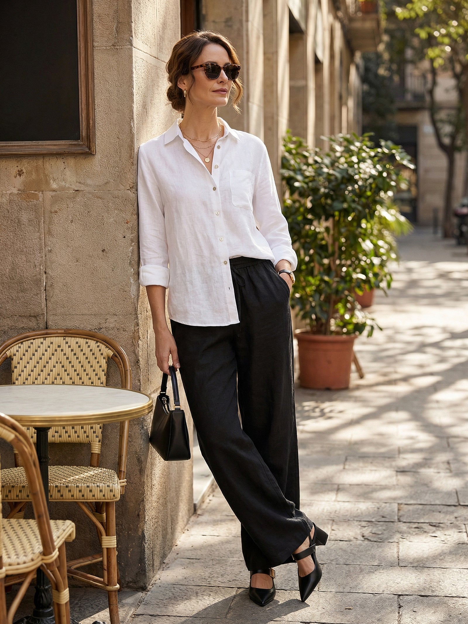 LINTICO 100% Linen Classic Pants LYON — detail close-up