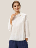 LINTICO 100% Linen Classic Side Neck Top CORA — main product shot