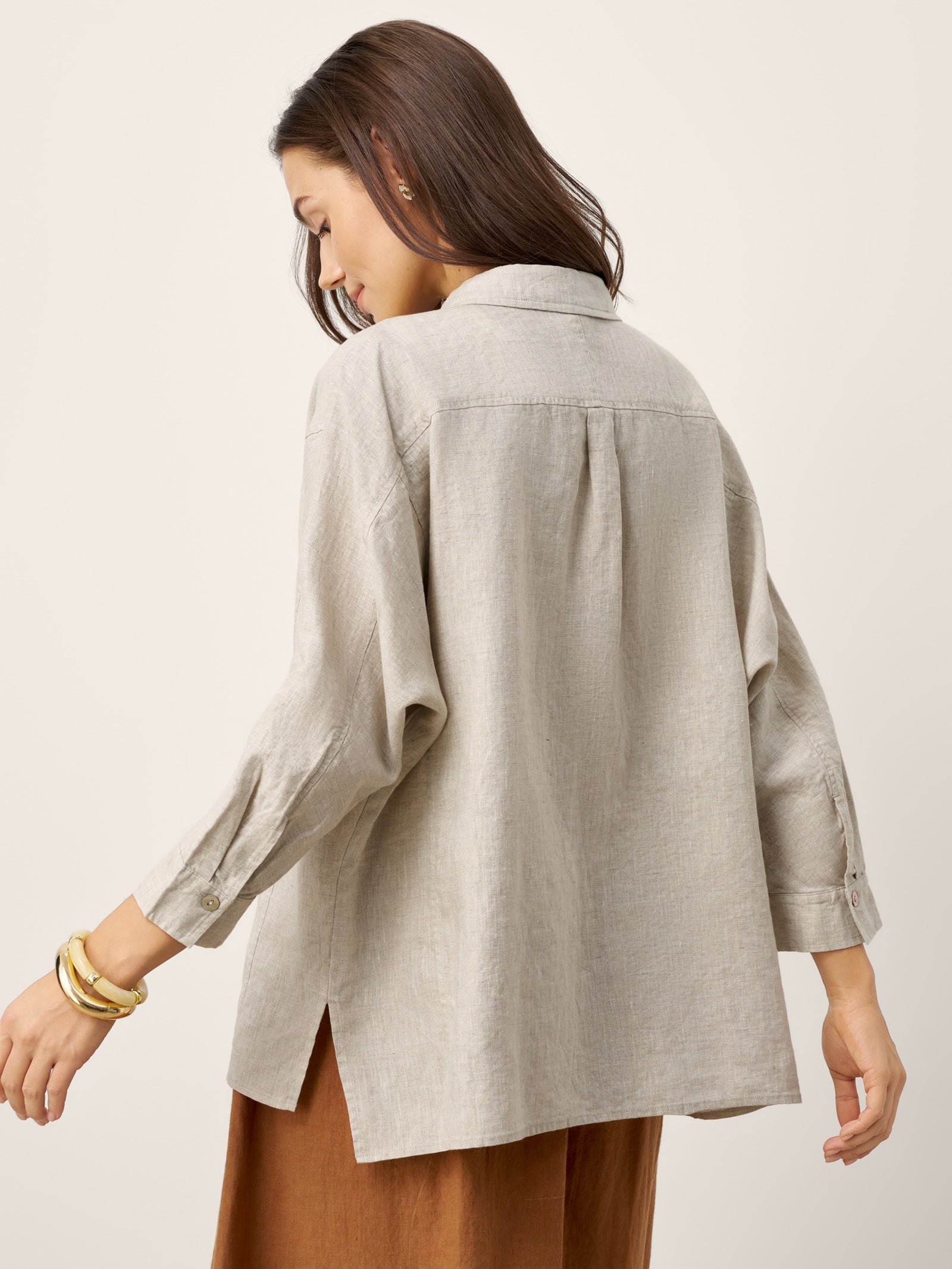 LINTICO 100% Linen Concealed Placket Patch Pocket Shirt FELICITY — tops-shirts-linen category context