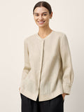LINTICO LINTICO 100% Linen Hidden Button Crew Neck Shirt INES — main product shot