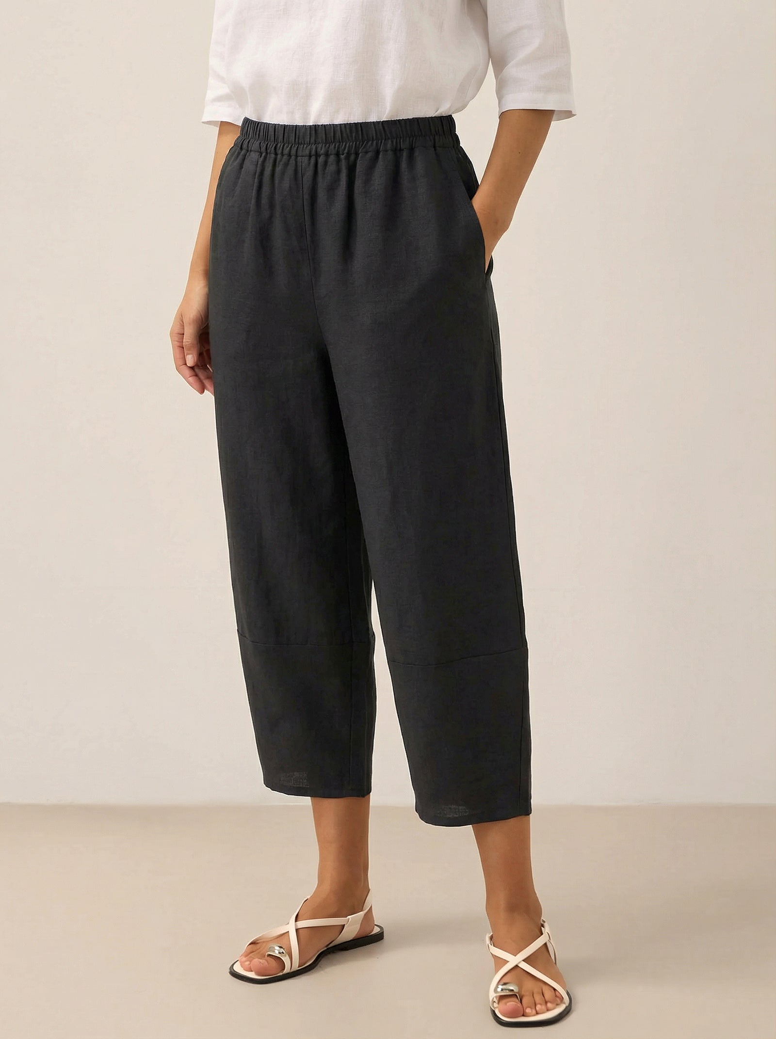 LINTICO 100% Linen Crop Pants RORY — main product shot