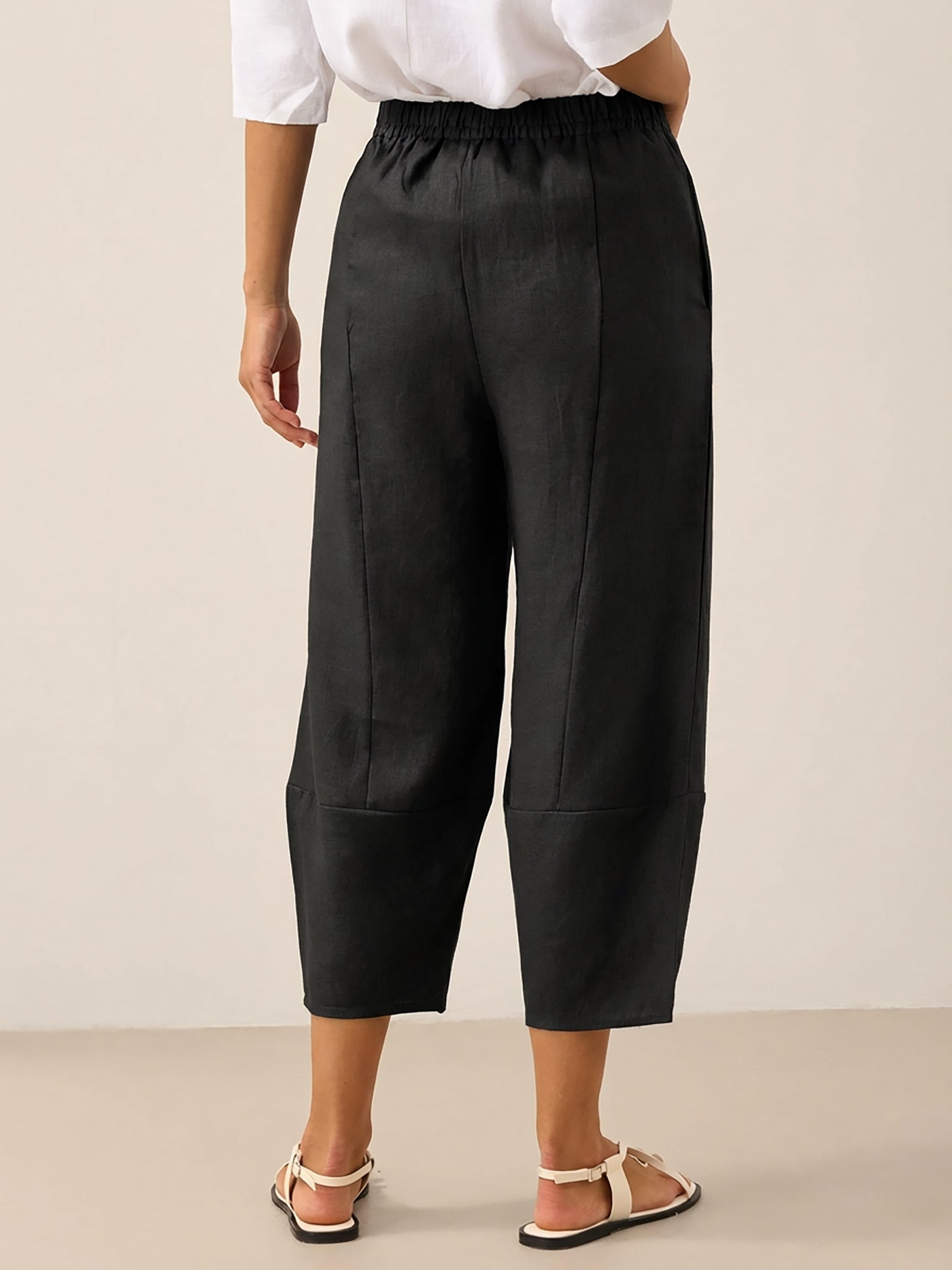 LINTICO 100% Linen Crop Pants RORY — construction detail