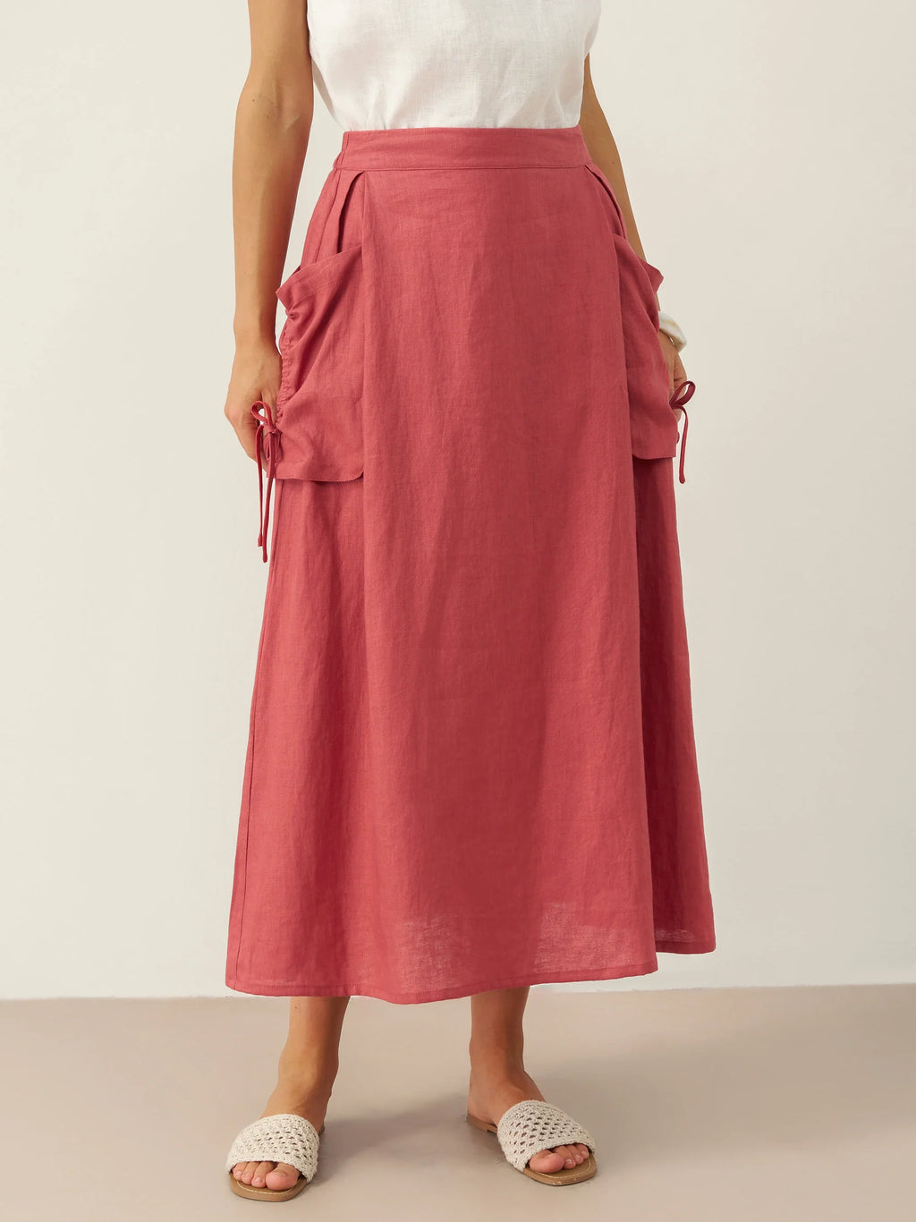 LINTICO 100% Linen Drawstring Pocket Skirt TESS — main product shot