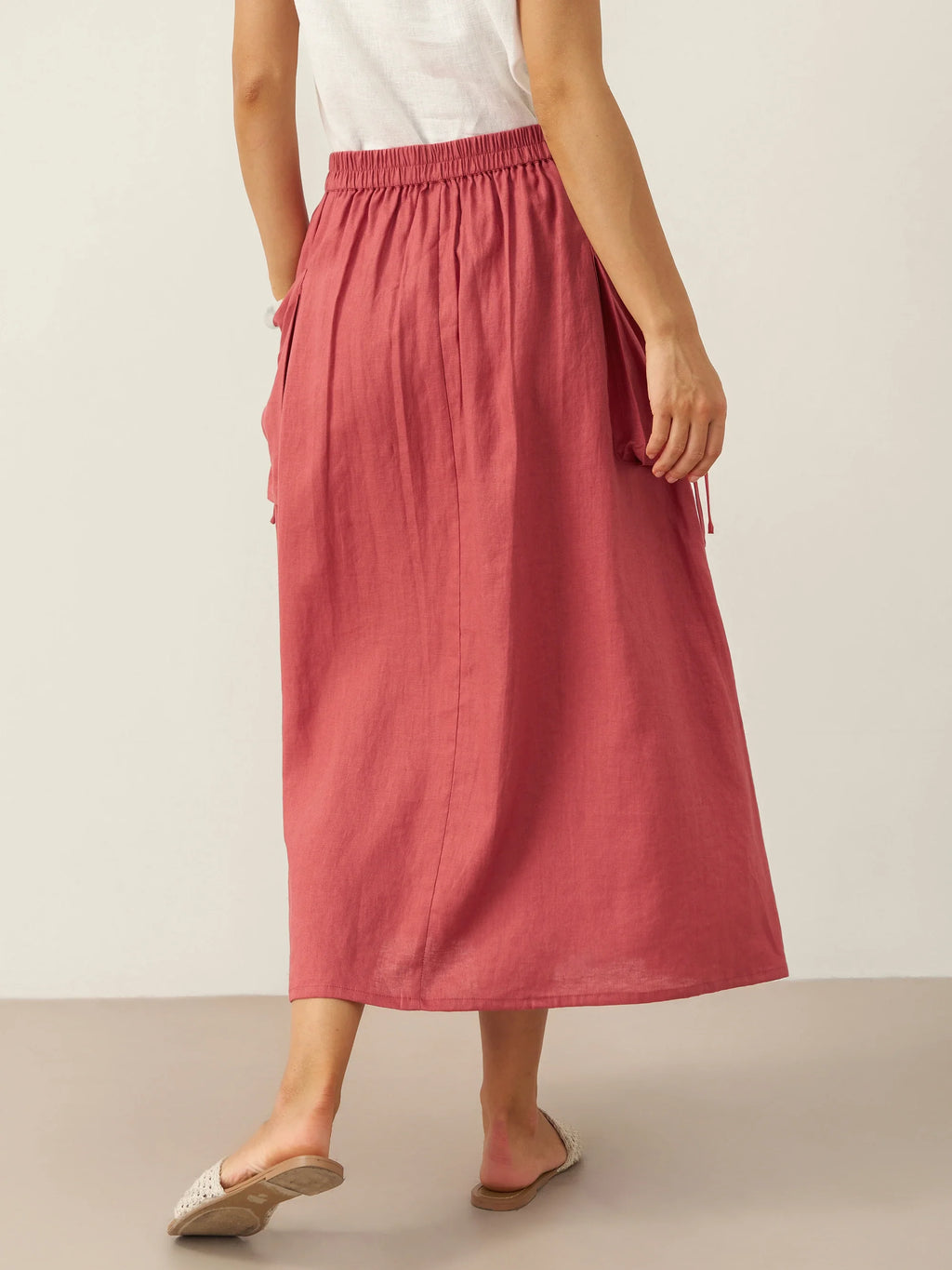 LINTICO 100% Linen Drawstring Pocket Skirt TESS — bottoms-skirts-linen category context