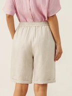 LINTICO 100% Linen Elastic Drawstring Waist Capri Pants XIMENA — bottoms-shorts-linen category context