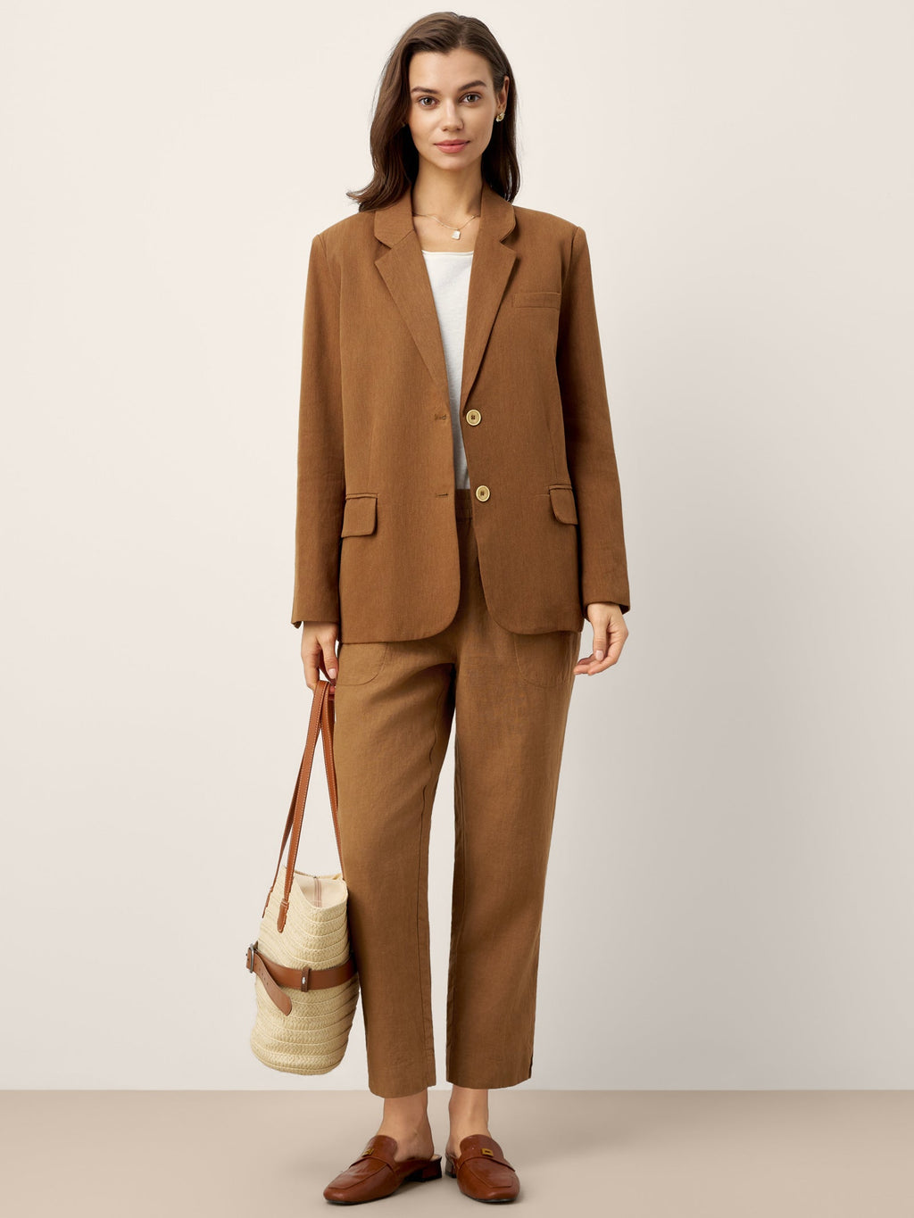 LINTICO 100% Linen Elasticated Waist Ankle Pants GWEN — detail shot 10