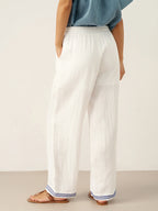 LINTICO LINTICO 100% Linen Embroidered Elastic Waist Pants FENE — detail shot 6