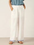LINTICO LINTICO 100% Linen Embroidered Elastic Waist Pants FENE — main product shot