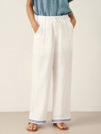 LINTICO LINTICO 100% Linen Embroidered Elastic Waist Pants FENE — main product shot