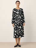 LINTICO 100% Linen Floral Printed Gathered Maxi Dress ELODIE — main product shot