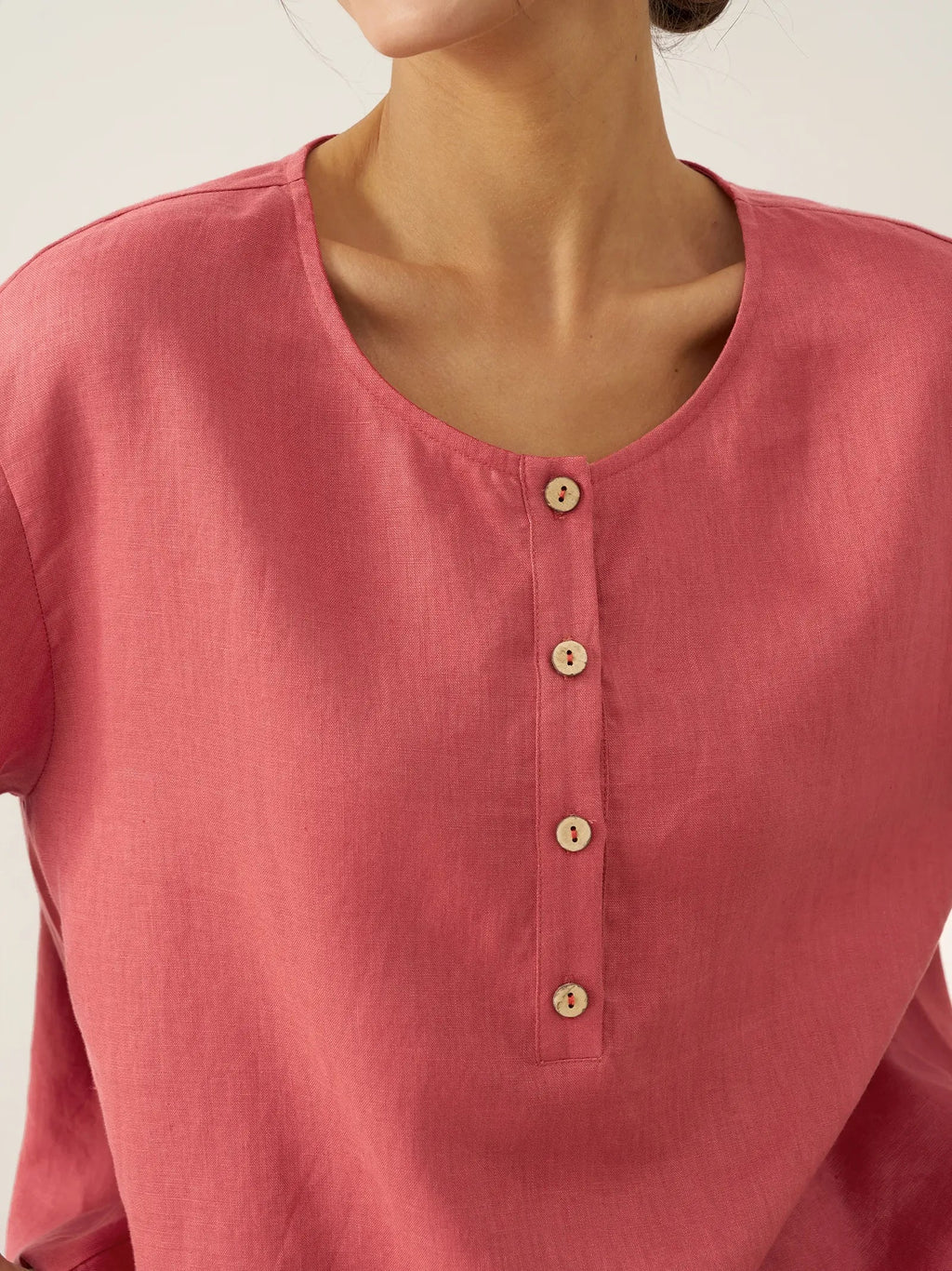 LINTICO 100% Linen Flutter Sleeve Drawstring Top ZOEY — detail shot 8