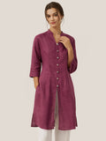 LINTICO 100% Linen Hand Button Long Top DILLON — main product shot