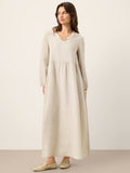 LINTICO 100% Linen Sculpted-Hood Caftan Maxi Dress LINETTE — main product shot