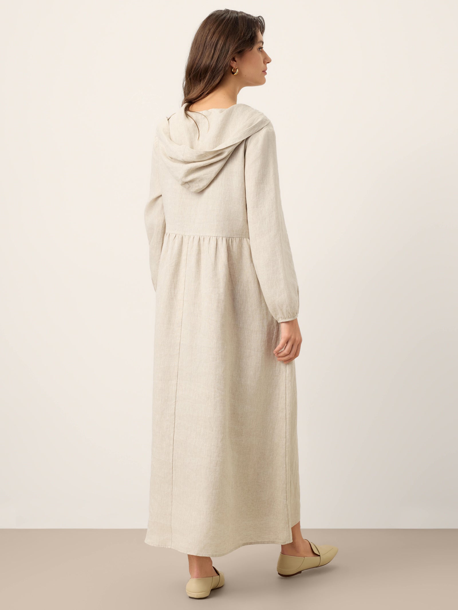 LINTICO 100% Linen Sculpted-Hood Caftan Maxi Dress LINETTE — dresses-maxi dresses-linen category context