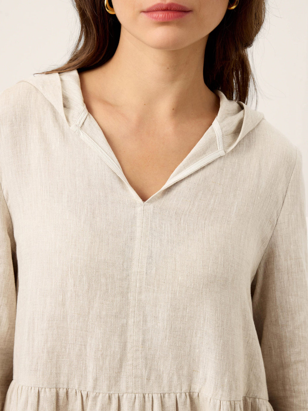 LINTICO 100% Linen Sculpted-Hood Caftan Maxi Dress LINETTE — detail shot 8