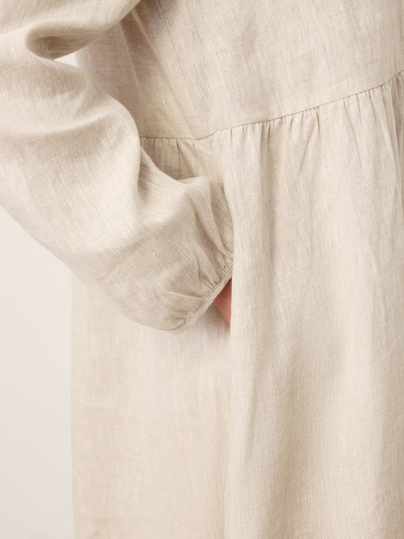 LINTICO 100% Linen Sculpted-Hood Caftan Maxi Dress LINETTE — detail shot 7