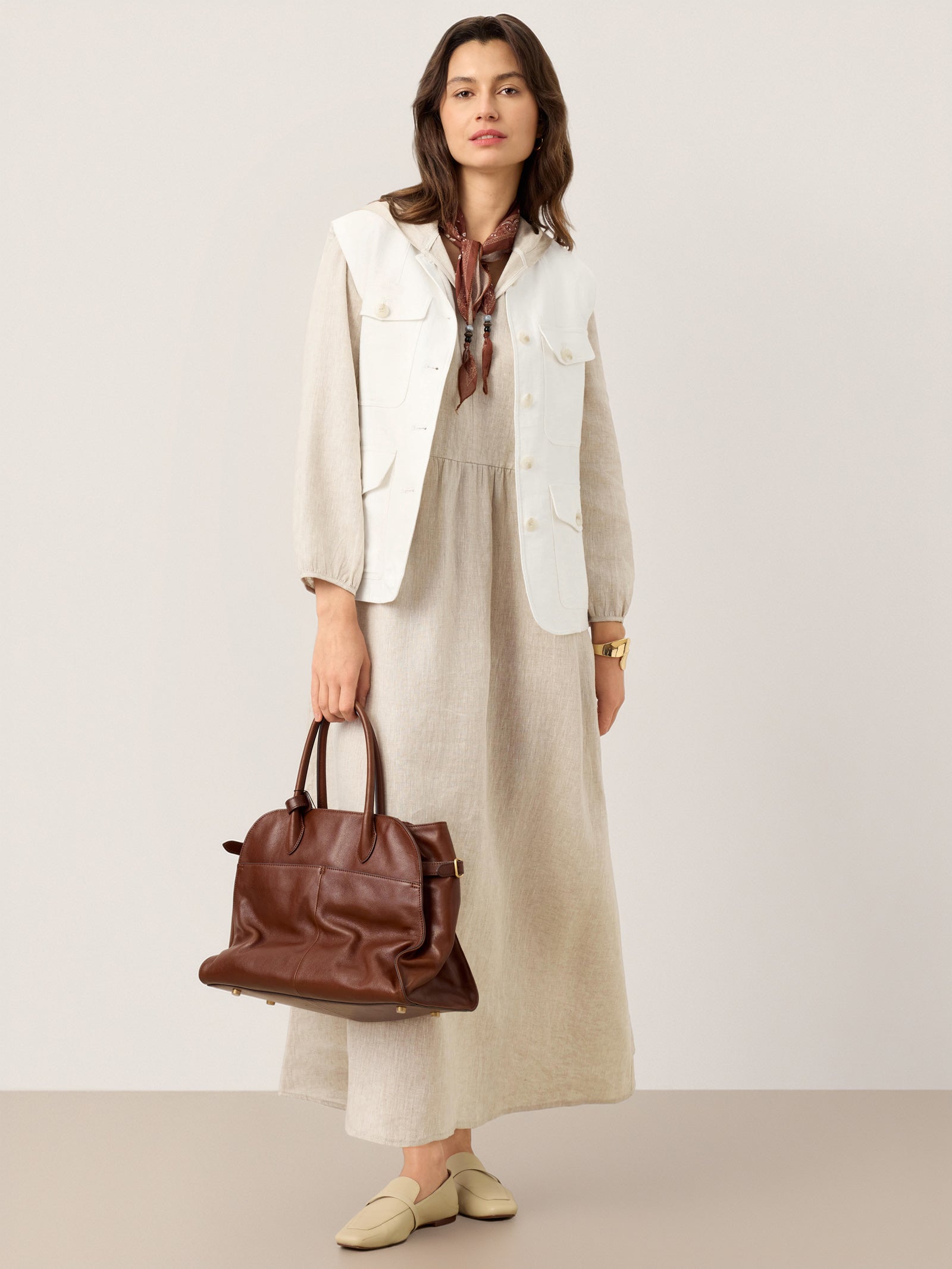 LINTICO 100% Linen Sculpted-Hood Caftan Maxi Dress LINETTE — detail shot 9