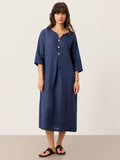 LINTICO 100% Linen Notch Neck Inverted Pleat Maxi Dress MATILDE — main product shot