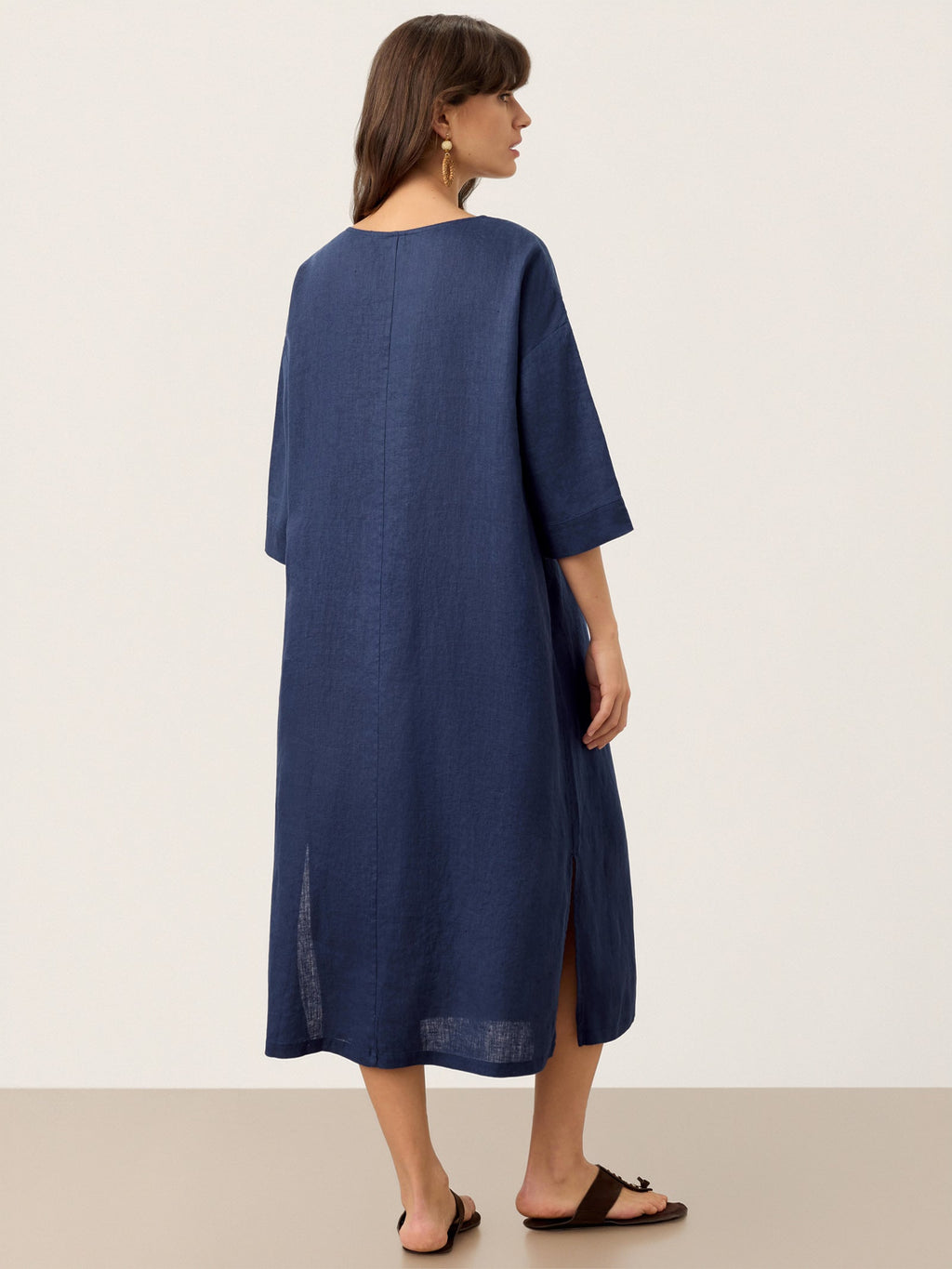 LINTICO 100% Linen Notch Neck Inverted Pleat Maxi Dress MATILDE — dresses-maxi dresses-linen category context