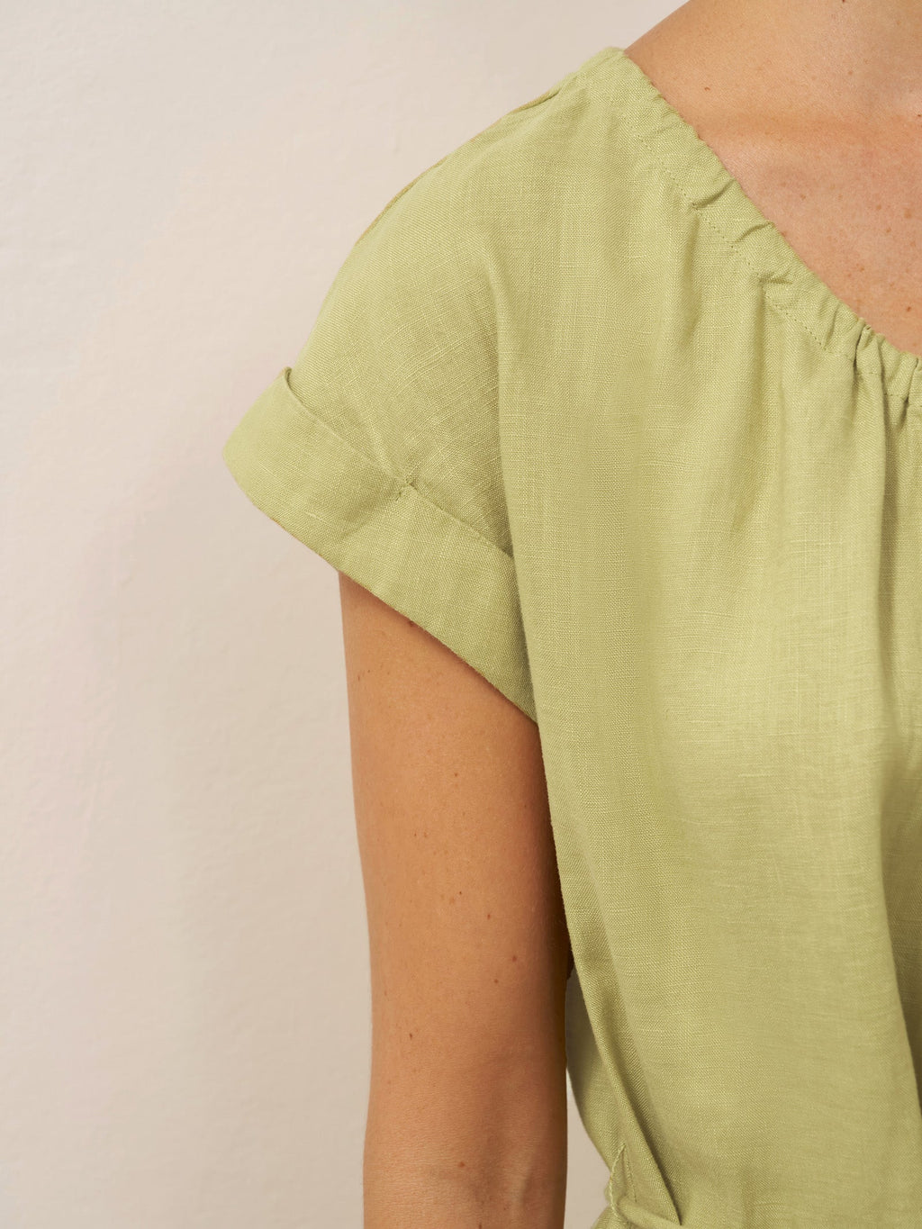 LINTICO 100% Linen Pleated Crew Neck Maxi Dress with Detachable Tie Straps MIRA — comparison shot