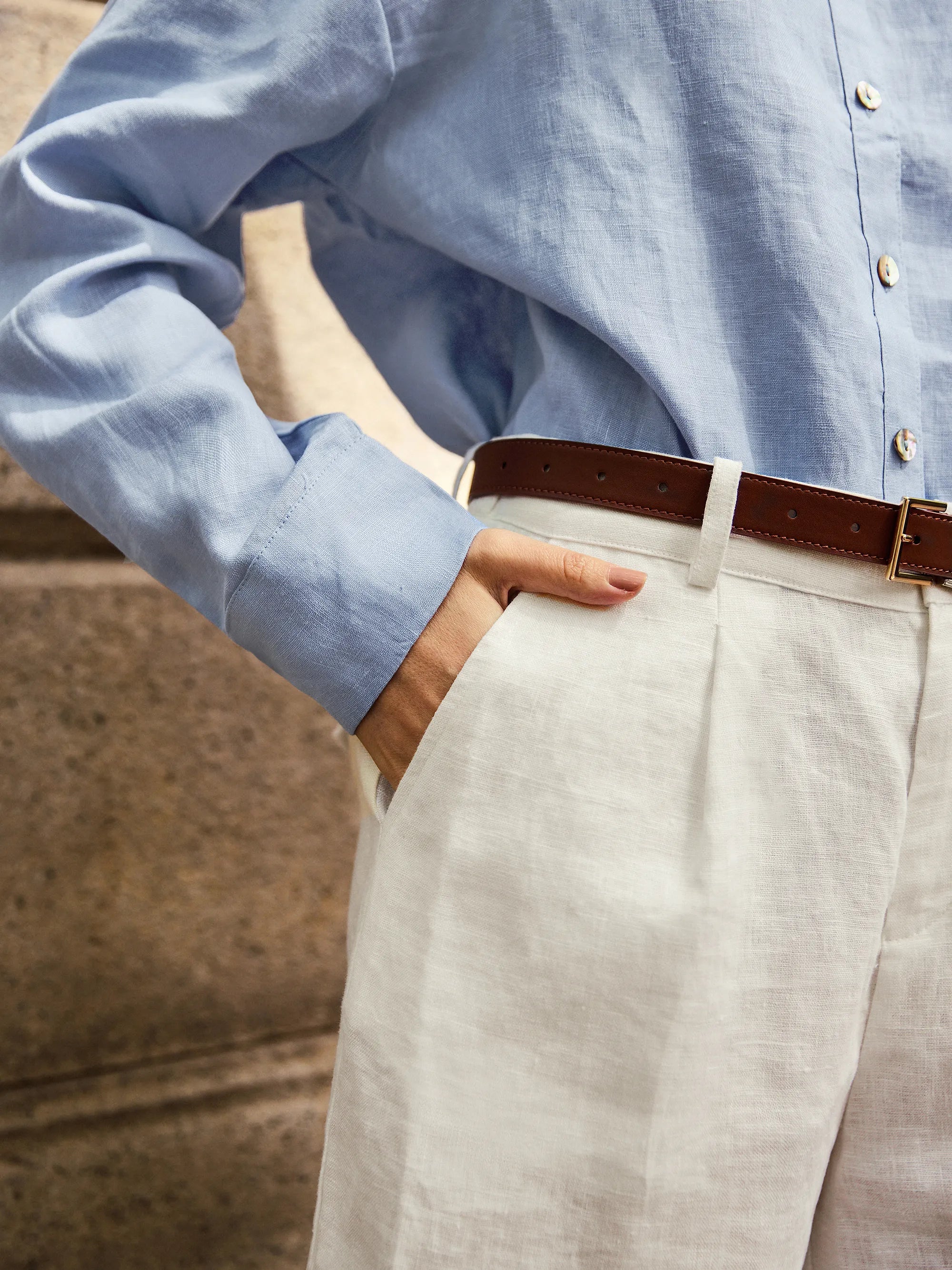 LINTICO 100% Linen Pleated Linen Shorts ELLEN — bottoms-shorts-linen category context