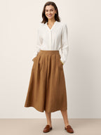 LINTICO 100% Linen Pleated Side Button Skirt LILITH — detail shot 9